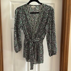 Max Studio Silver Gray Wrap Blouse 3/4 Sleeve